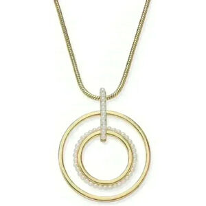 Alfani new Gold Tone Imit Pearl Orbital Necklace